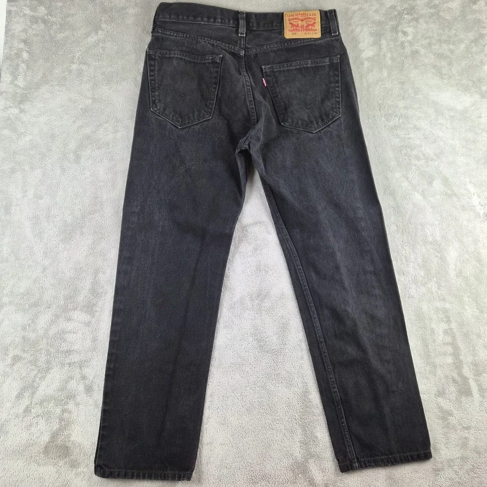 Levis 505 Jeans Mens 33x30 Black Denim Regular Fit Straight Leg 100% Cotton